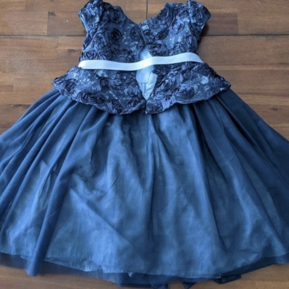 Kids Dream girls Navy Lace Party formal dress Cap Sleeve Size 5 - Picture 8 of 10